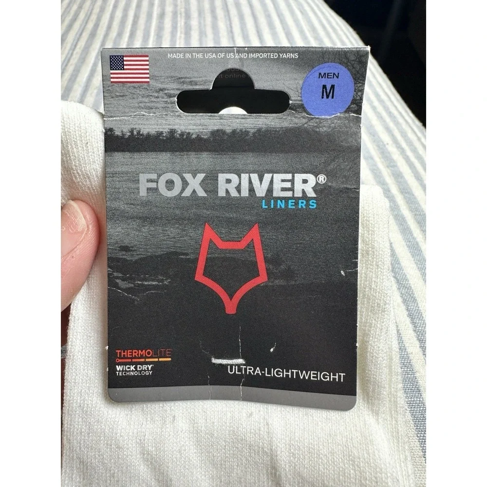 Fox River Thermolite Liner Socks Ultra-Lightweight Wick Dry White Men's M NWT‎